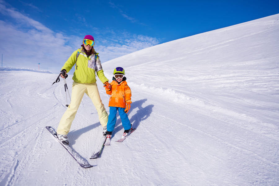 Child learning to ski